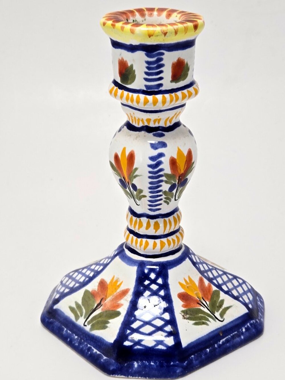 Henriot Quimper French Faience Candlestick